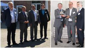 Dr.-Ing. Bernd Schneider, Managing Director of MPW, Mr. Bacher, Managing Director of Pörner Grimma and Prof. Dr. Willingmann Undersecretary of State for Economics holding the capsule that contains various documents
CATPOL foundation ceremony at Mitteldeutsches Paraffinwerk Webau GmbH at Webau / Germany