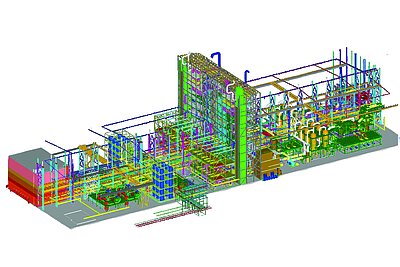 3D Rendering einer Abgas-Entschwefelungsanlage